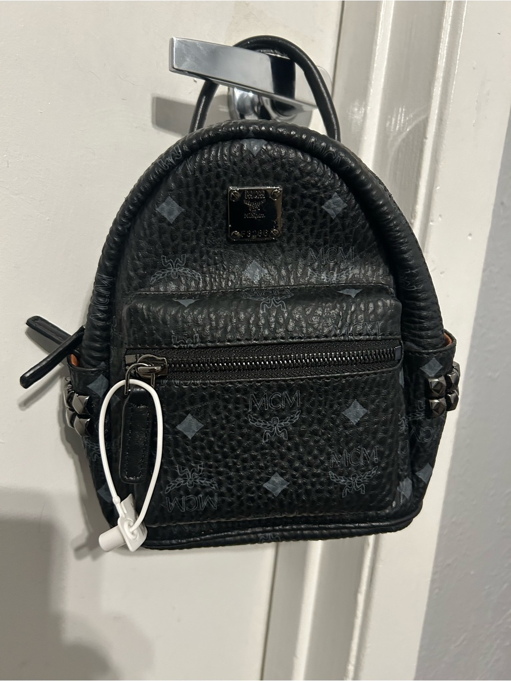 MCM Black Mini Backpack with Monogram Print